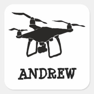 Adesivo Quadrado Drone Preto e Branco Personalizado