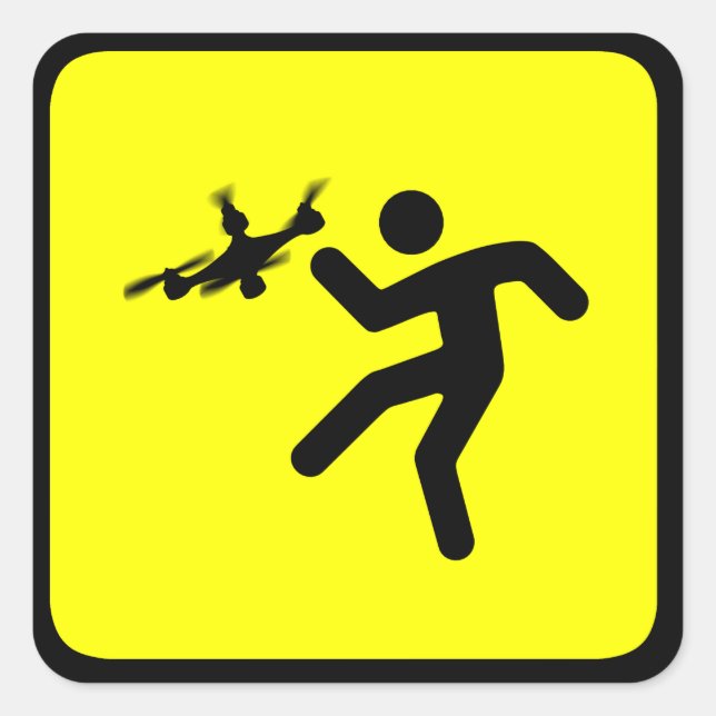 Adesivo Quadrado Drones de aviso (Frente)