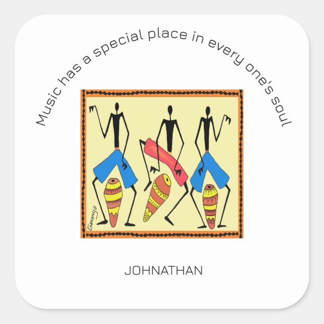 Adesivo Quadrado Drumming Africano Inspiracional e Incrível (Frente)