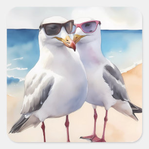 Adesivo Quadrado Duas Gaivotas Cegas Enamoradas
