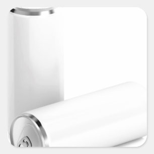 Adesivo Quadrado Duas latas de bebidas brancas