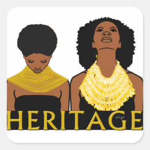 Adesivo Quadrado Duas mulheres negras que vestem colares tribais