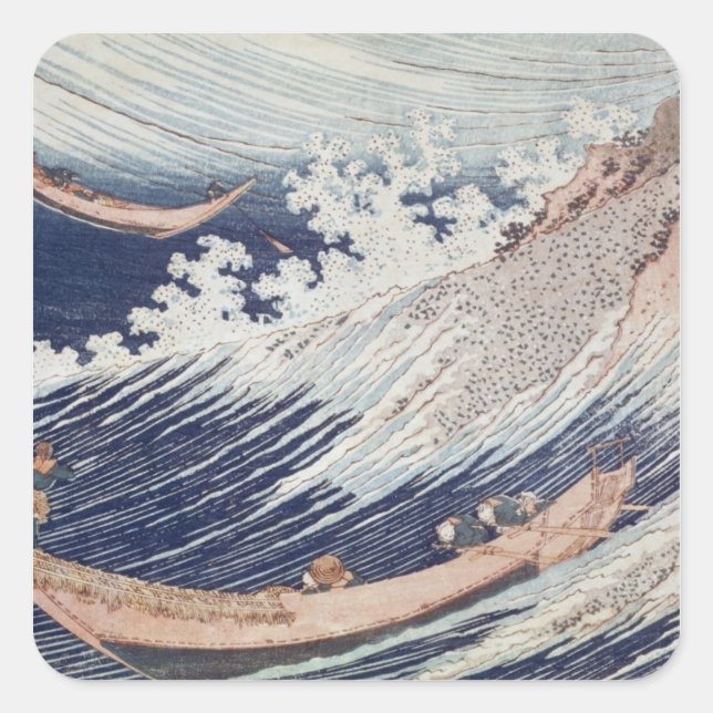 Adesivo Quadrado Duas pequenas embarcações de pesca no mar (Frente)