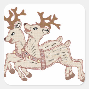 Adesivo Quadrado Duas Reindeer