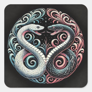 Adesivo Quadrado Duas serpentes estilizadas