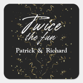Adesivo Quadrado Duas vezes o aniversário conjunto dos amigos diver