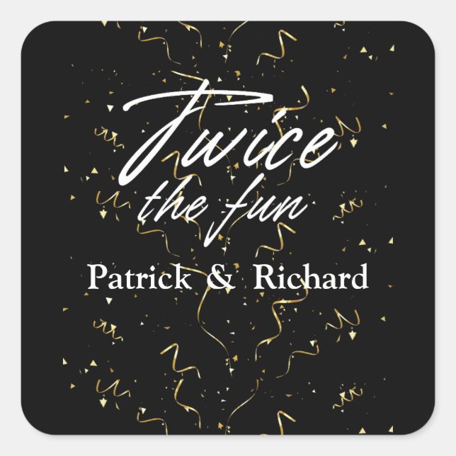 Adesivo Quadrado Duas vezes o aniversário conjunto dos amigos diver (Frente)