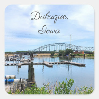Adesivo Quadrado Dubuque, Iowa Bride sobre o rio Mississippi