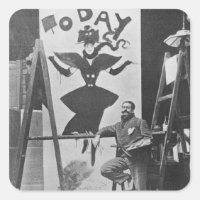 Dudley Hardy pintando um poster
