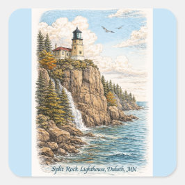 Adesivo Quadrado Duluth, MN, Split Rock Lighthouse Stickers