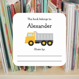 Adesivo Quadrado Dump na chapa de identificação infantil do caminhã