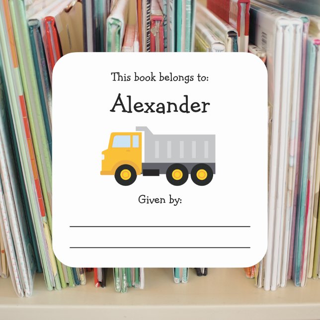 Adesivo Quadrado Dump na chapa de identificação infantil do caminhã (Criador carregado)