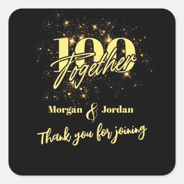 Adesivo Quadrado Dupla Celebração de Aniversário Conjunta Duas Veze (Frente)