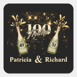 Adesivo Quadrado Dupla Celebração de Aniversário Conjunta Duas Veze