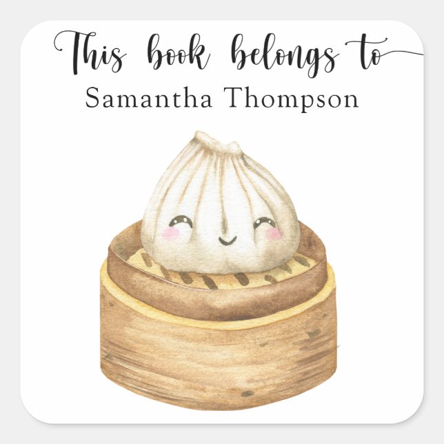 Adesivo Quadrado Duplicação de aquarela - este livro pertence a (Frente)