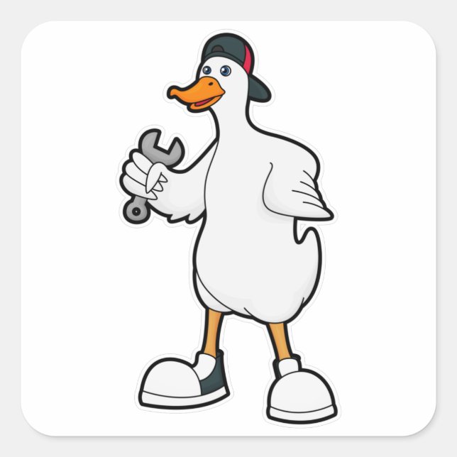 Adesivo Quadrado Duque como artesão com ferramenta e Boné (Frente)