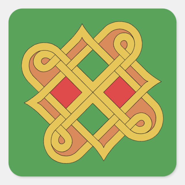 Adesivo Quadrado Durrow Knotwork 2016 Red and Green (Frente)