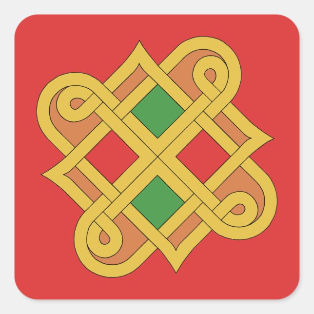 Adesivo Quadrado Durrow Knotwork 2016 Red and Green (Frente)