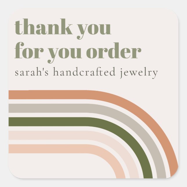 Adesivo Quadrado Dusky Bold Retro Deserto Do Arco-Íris Obrigado A N (Frente)