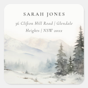 Adesivo Quadrado Dusky Winter Snow Mountain Landscape