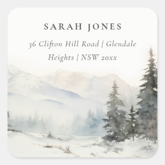 Adesivo Quadrado Dusky Winter Snow Mountain Landscape
