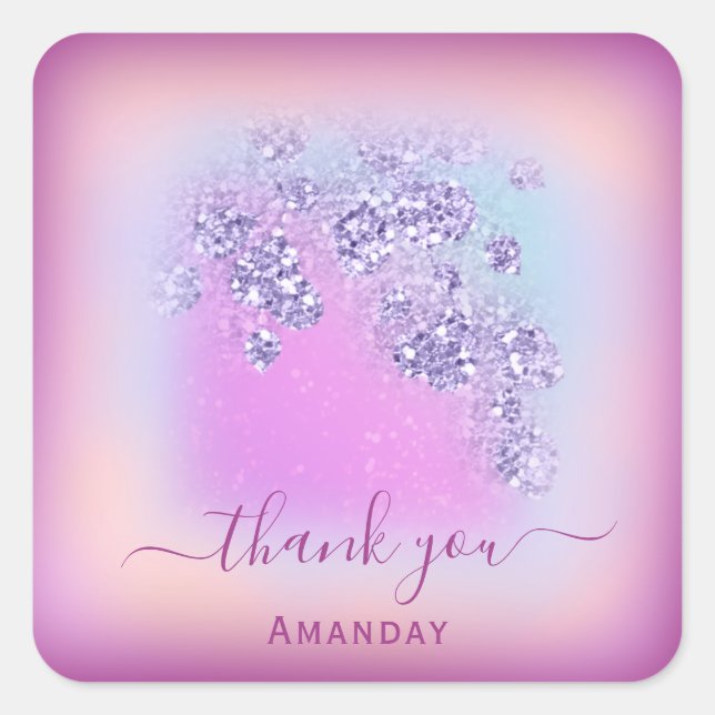 Adesivo Quadrado Dusty Blue Brilho Berry Obrigado(a) 16º Glam (Frente)