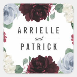 Adesivo Quadrado Dusty Blue e Burgundy - Casamento outono de amora