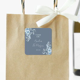 Adesivo Quadrado Dusty Blue Elegant Thank You Wedding