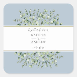 Adesivo Quadrado Dusty Blue Eucalyptus Juntos Para Casamento Nunca