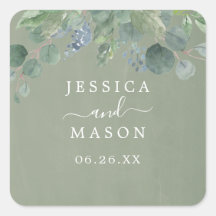 Dusty Blue Eucalyptus Weding Favor Stickers
