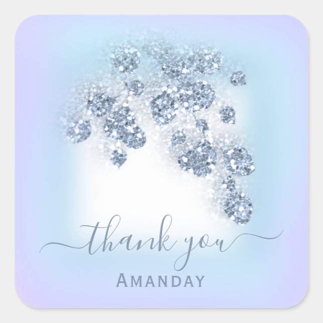 Adesivo Quadrado Dusty Blue Glitter Floral Purpl Bridal 16º (Frente)