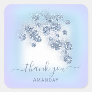 Adesivo Quadrado Dusty Blue Glitter Floral Purpl Bridal 16º