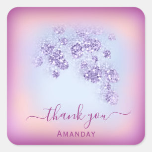 Adesivo Quadrado Dusty Blue Glitter Marsala Obrigado Sweet 16º