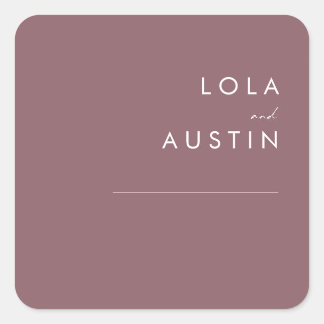 Adesivo Quadrado Dusty Boho | Focos De Envelope De Casamento Roxo (Frente)