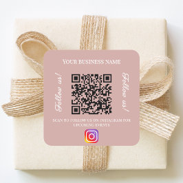 Adesivo Quadrado Dusty pink business name qr code instagram