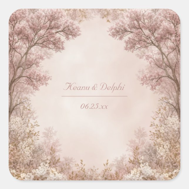 Adesivo Quadrado Dusty Rose Ethereal Forest Arch Wedding (Frente)