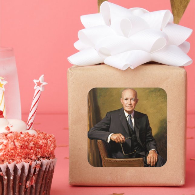 Adesivo Quadrado Dwight Eisenhower Presidente da Casa Branca Retrat (Festa)