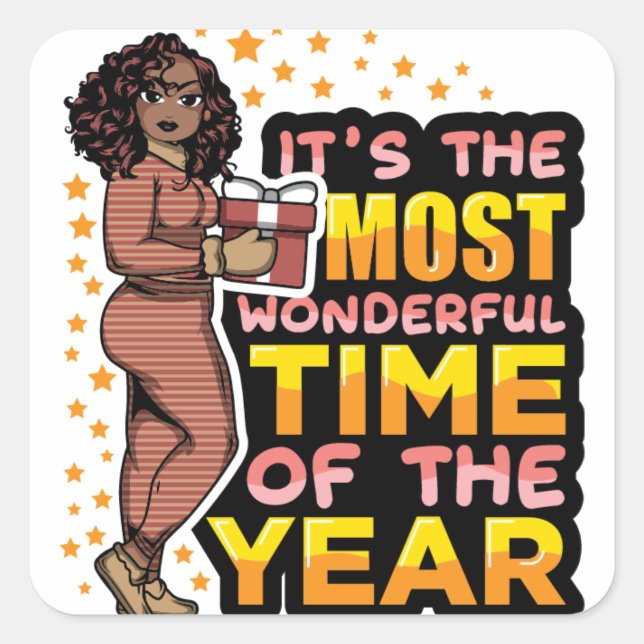 Adesivo Quadrado É a época mais maravilhosa do Natal (Frente)