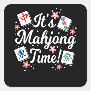 Adesivo Quadrado É a hora de Mahjong para todos Mahjong Queens e P