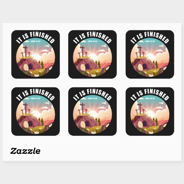 Adesivo Quadrado É a Páscoa acabada, Fé Cruzada Cristã (Folha)