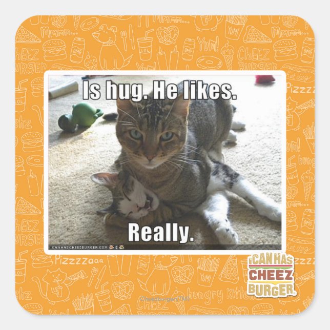 Adesivo Quadrado É abraço. Ele gosta. (Frente)