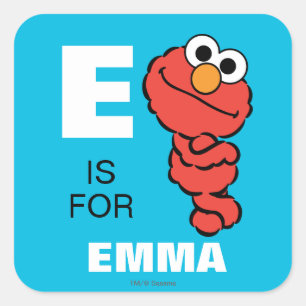 Adesivo Quadrado E é para Elmo que adicionam seu nome