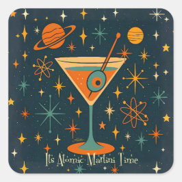 Adesivo Quadrado É hora do Martini Atômico Estrelas Cósmicas