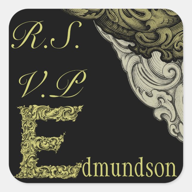 Adesivo Quadrado E - O Alfabeto Falck (Dourado) (Casamento) (Frente)