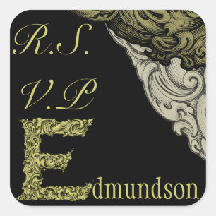 Adesivo Quadrado E - O Alfabeto Falck (Dourado) (Casamento)