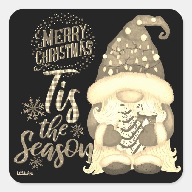 Adesivo Quadrado É o gnomo engraçado de natal da SEASON (Frente)