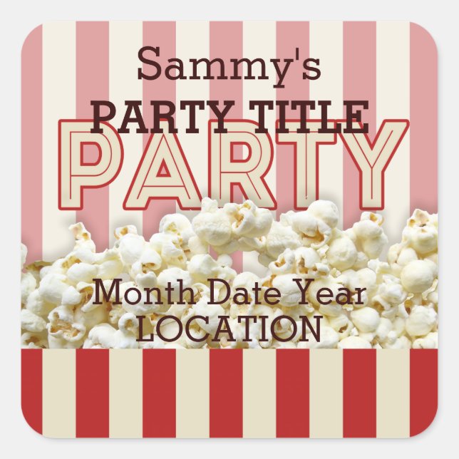 Adesivo Quadrado É o Vestido do Partido Personalizá-lo! (Frente)