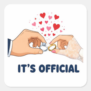 Adesivo Quadrado É Oficial Noivado Casamento