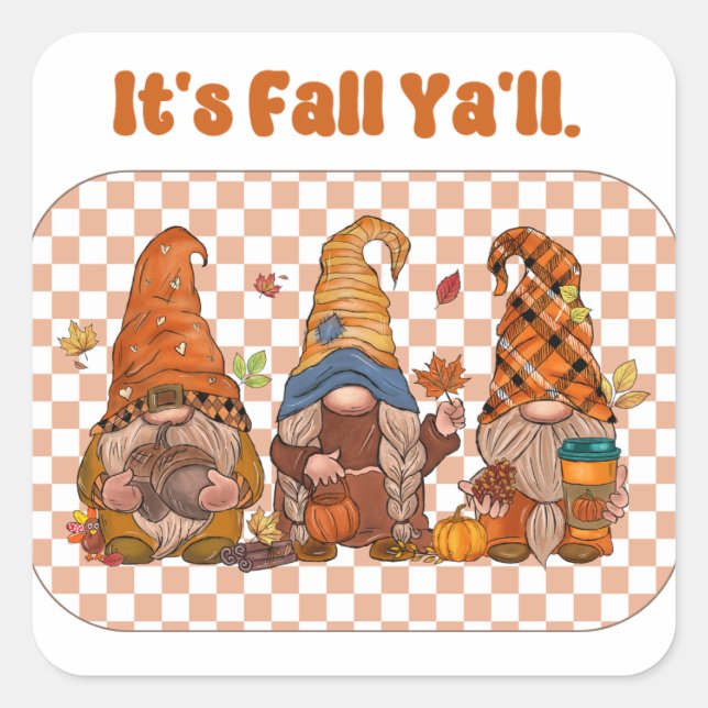 Adesivo Quadrado É outono Yall (Frente)