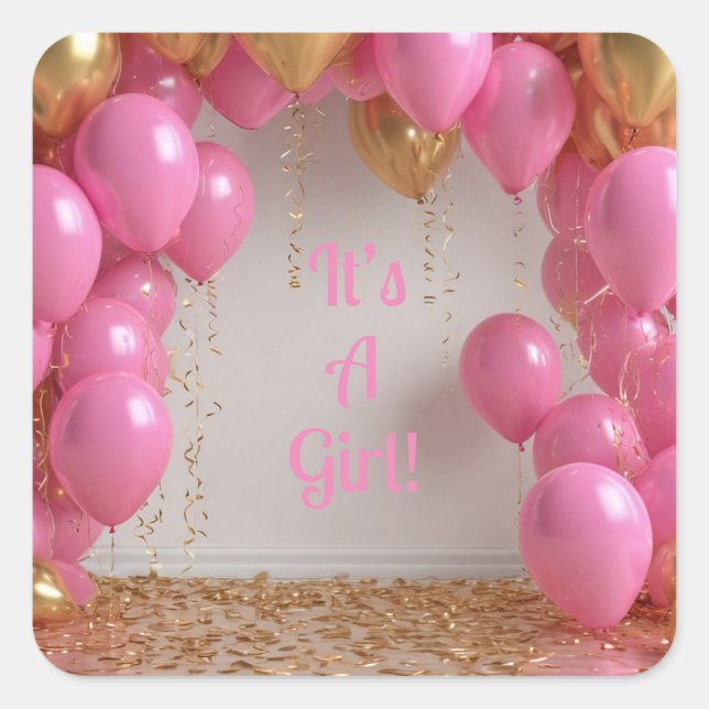 Adesivo Quadrado É um Balão de Garotas! (Frente)